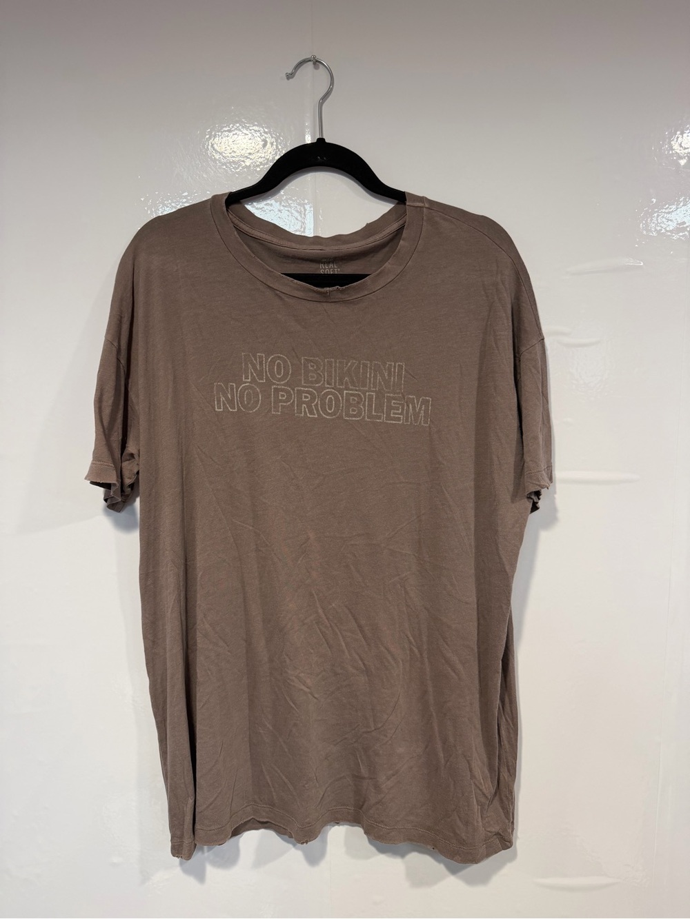 Aerie super soft distressed Brown Graphic T-Shirt - No Bikini No Problem